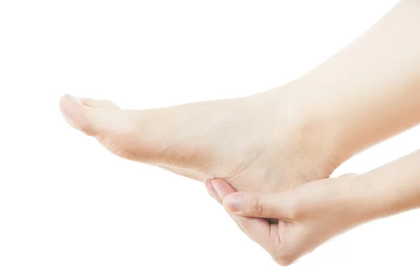 Massage of female feet isolated on white background — Stock Photo, Image