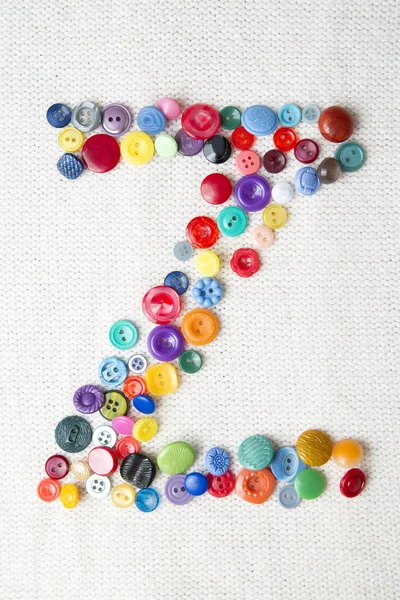 Letter Z of the alphabet of buttons of various shapes and colors — Stock Photo, Image