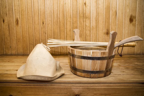 Sauna, banyo aksesuarları — Stok fotoğraf