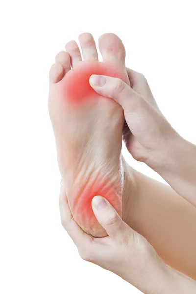 Боль в женской ноге — стоковое фото