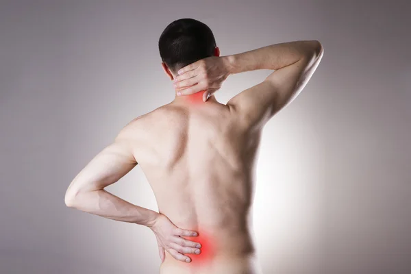 Pain in the back and neck in men — Stock Photo, Image