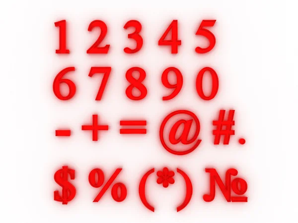 Set of numbers and signs on white background — Stock Photo, Image