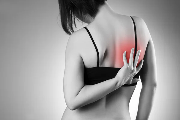 Woman with backache. Pain in the human body — Stock Photo, Image