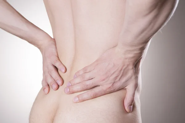Kidney pain. Man with backache. Pain in the man's body — Stock Photo, Image