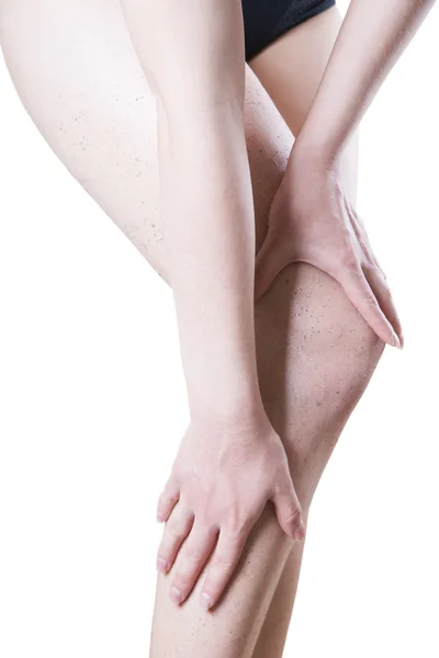 Körperpflege, Haut Peeling Beine — Stockfoto