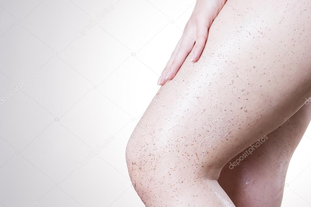 Body care, skin peeling legs