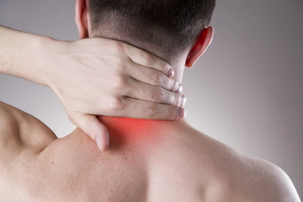 Pain in the neck. Man with backache. Pain in the man's body — Stock Photo, Image