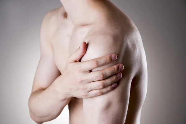 Man with pain in shoulder. Pain in the human body — Stock Photo, Image