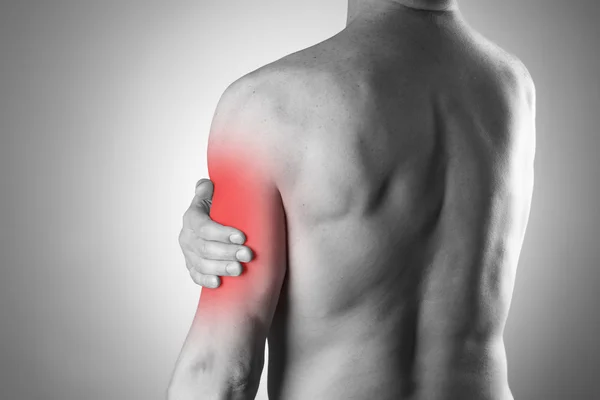 Man with pain in shoulder. Pain in the human body — Stock Photo, Image