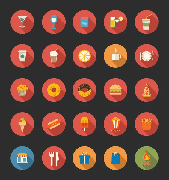 Iconos de alimentos y bebidas — Archivo Imágenes Vectoriales