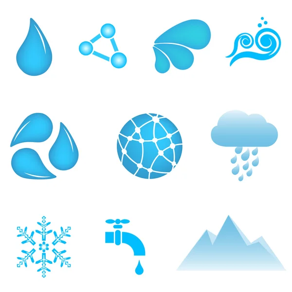 Water, ocean and conservation icons — Stock Vector