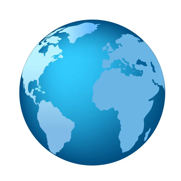 Blue globe with continents — Stock Vector