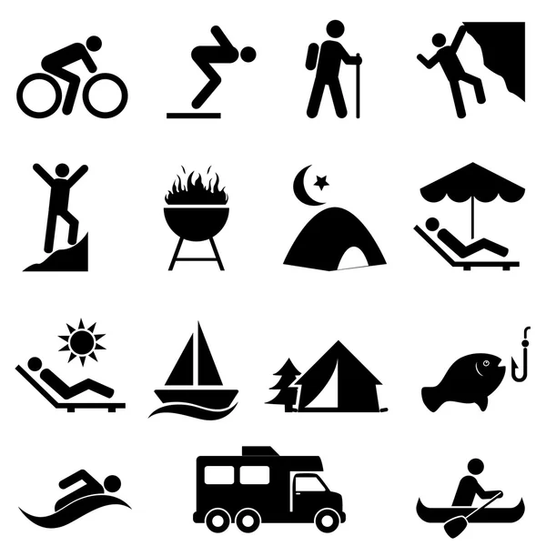 Iconos de ocio y recreación al aire libre — Vector de stock