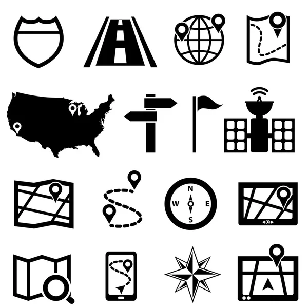 GPS e iconos de navegación — Archivo Imágenes Vectoriales