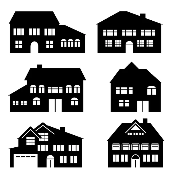 Hus, arkitektur och fastigheter ikoner — Stock vektor