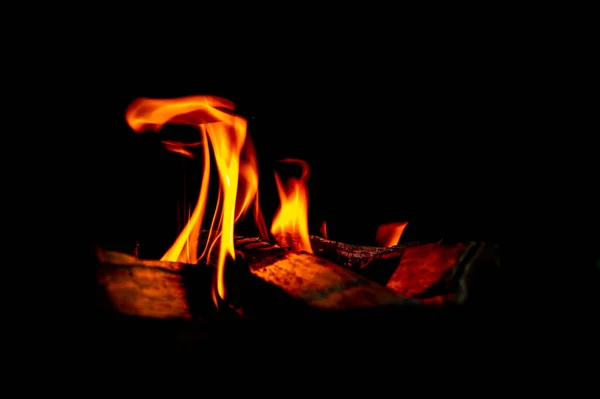 Fire Burning Firewood Fireplace — Stock Photo, Image