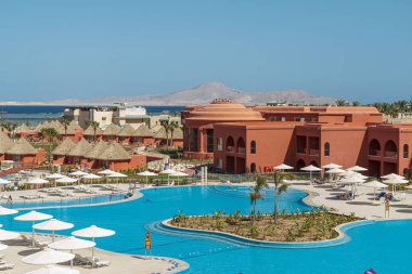 SHARM EL SHEIKH, EGYPT - 2 Haziran 2021: Sharm el Sheikh şehrindeki Albatros Laguna Vista Oteli Bölgesi