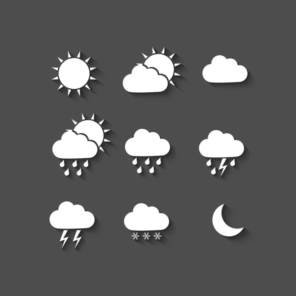 Иконы погоды в стиле длинной тени — стоковый вектор