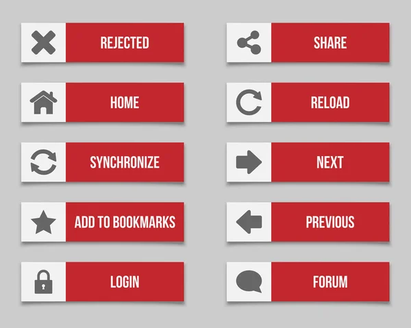 扁平红按钮设置 2 — 图库矢量图片
