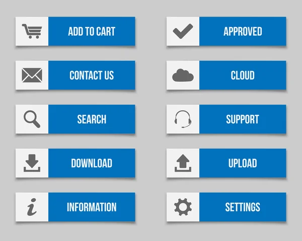 平らな青いボタン セット 1 — ストックベクタ