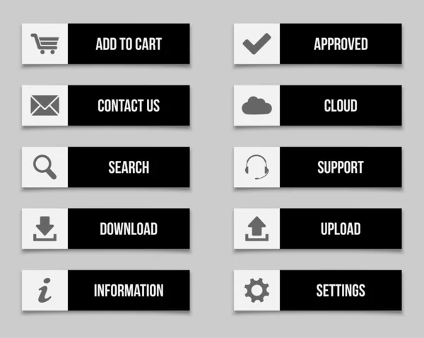フラット ブラック ボタン セット 1 — ストックベクタ