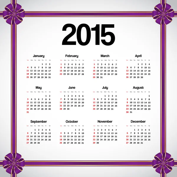 Calendario 2015 — Archivo Imágenes Vectoriales