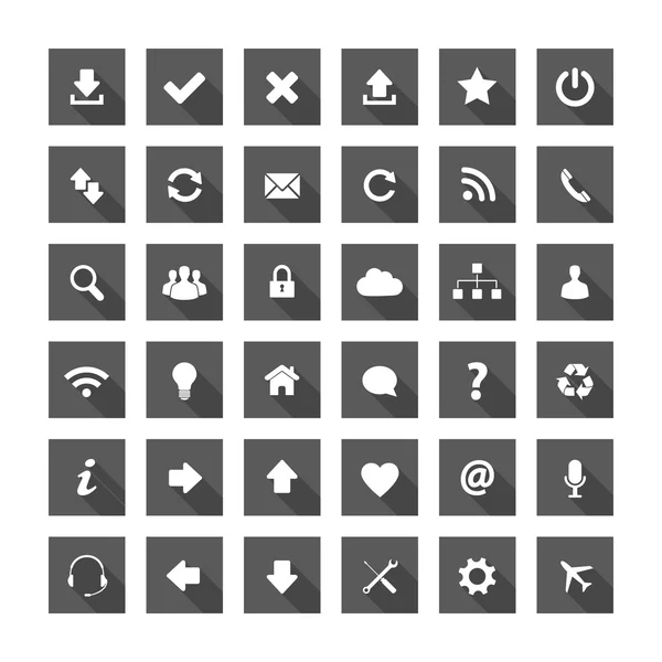 Square Long Shadow Style Icons — Stock Vector