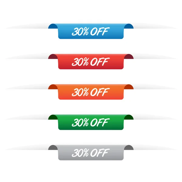 30 percent off paper tag labels — Stock Vector