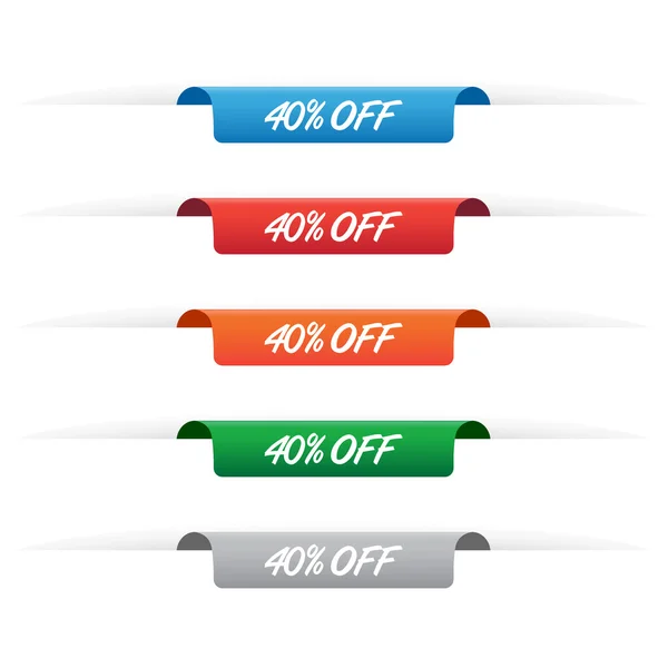 40 percent off paper tag labels — Stock Vector