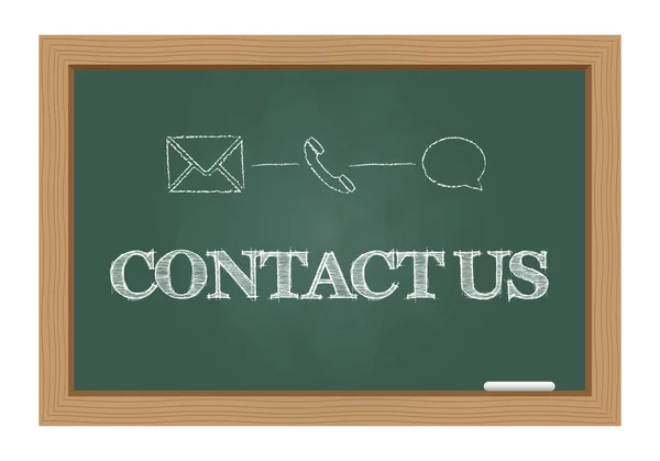Contact us message on chalkboard — Stock Vector