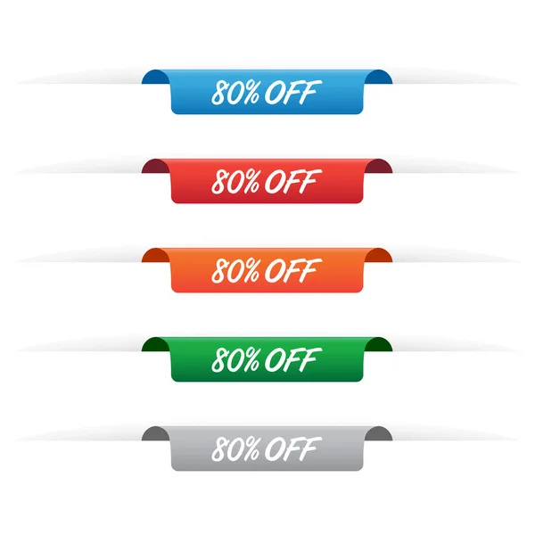 80 percent off paper tag labels — Stock Vector