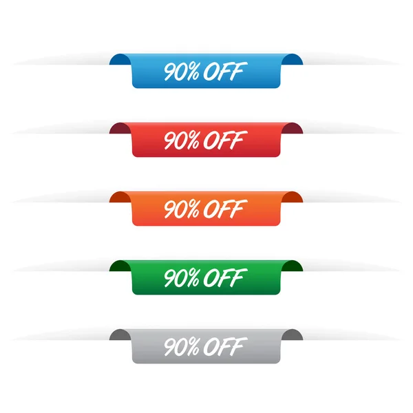 90 percent off paper tag labels — Stock Vector