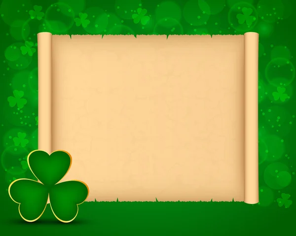 St Patrick's day bakgrund med pergament — Stock vektor