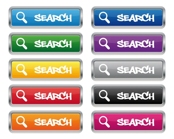 Search metallic rectangular buttons — Stock Vector