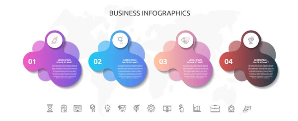 Schritte Infografik Mit Abstrakten Beschriftungen Vierteilige Vektorvorlage Für Diagramm Geschäft — Stockvektor