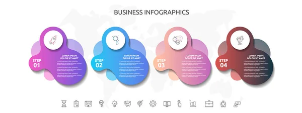 Etapy Infografiki Abstrakcyjnymi Etykietami Szablon Wektorowy Czteroczęściowy Stosowany Wykresu Biznesu — Wektor stockowy