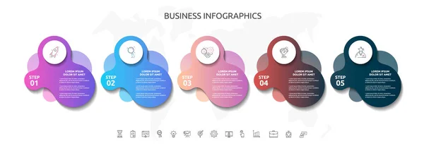 Βήματα Infographics Αφηρημένες Ετικέτες Διανυσματικό Πρότυπο Πέντε Μέρος Που Χρησιμοποιείται — Διανυσματικό Αρχείο