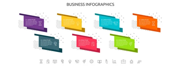 Rótulo Modelo Plano Infográfico Vetorial Para Sete Diagramas Gráficos Apresentações — Vetor de Stock