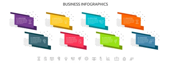 Etiqueta Plantilla Plana Infografía Vectorial Para Ocho Diagramas Gráficos Presentaciones — Archivo Imágenes Vectoriales