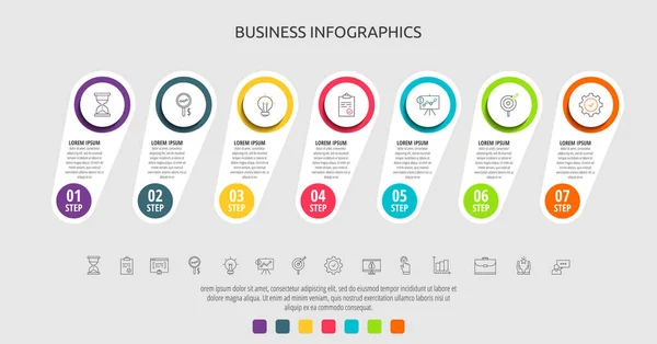Business Vector Infographic Circles Seven Label Diagram Graph Presentations Concept — Stock Vector
