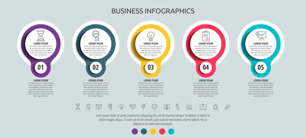 Κύκλοι Διανυσματική Γραμμή Infographic Βήματα Εικονίδια Χρονολόγιο Που Χρησιμοποιείται Για — Διανυσματικό Αρχείο