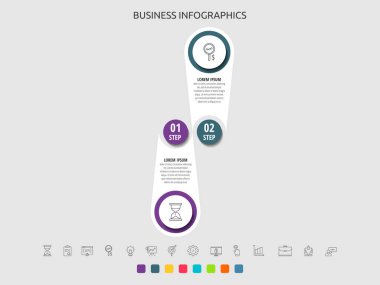 İki etiket, diyagram, grafik ve sunumlar için iş vektörü bilgi çemberi. İçerik, akış şeması, adımlar, zaman çizelgesi, iş akışı, pazarlama ile kullanılan 2 seçeneğe sahip kavram.