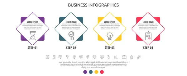 Vector Business Infografik Etikett Mit Raute Für Vier Etiketten Diagramm — Stockvektor