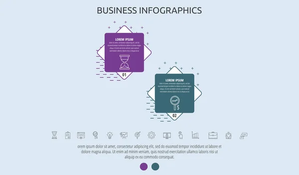 Etykieta Infograficzna Firmy Wektorowej Kwadratami Dla Dwóch Etykiet Schematów Wykresów — Wektor stockowy