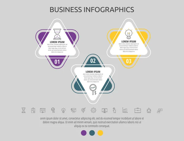 Modern Simple Flat Vector Triangle Infographic Steps Timeline Diagram Chart — Stock Vector