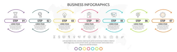 Infografik Zeitleiste Mit Schritten Symbole Liniendatenvektorvorlage Verwendet Für Diagramm Web — Stockvektor