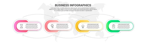 Vektor Infografik Vier Beschriftungskarten Mit Pfeilen Geschäftskonzept Mit Schritten Optionen — Stockvektor