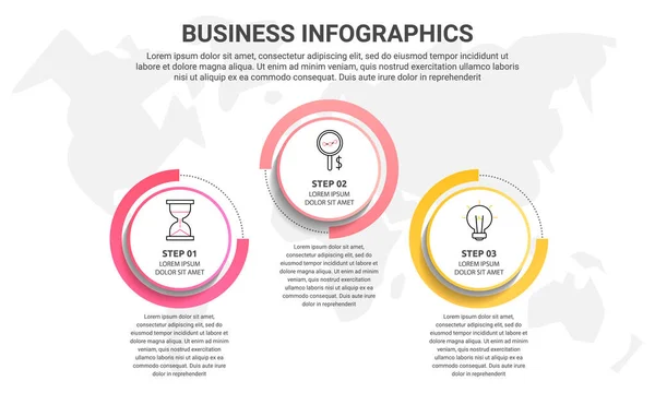 Vektorflache Infografik Vorlage Mit Drei Kreisen Elementen Sektoren Modern Konzipiert — Stockvektor