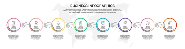 Infografías Vectoriales Ocho Círculos Concepto Negocio Pasos Opciones Plantilla Infografía — Archivo Imágenes Vectoriales