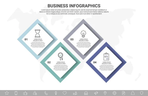 Vector Infographic Square Label Template Design Business Concept Infograph Rhombus — Stock Vector